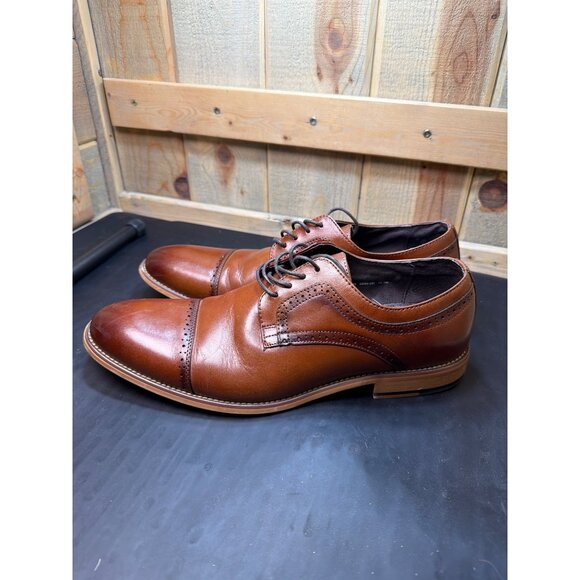 Mens Stacy Adams Cognac Brown Leather Cap Toe Oxford Dress Shoes Size 11.5 main image 7